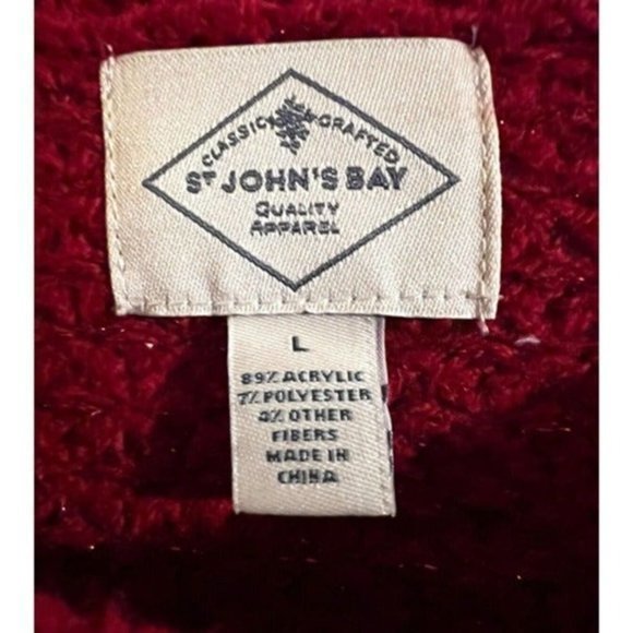 ST JOHNS BAY WOMENS Rumba Red Large Long‎ Sleeve Sweater New With Tags - Picture 3 of 5